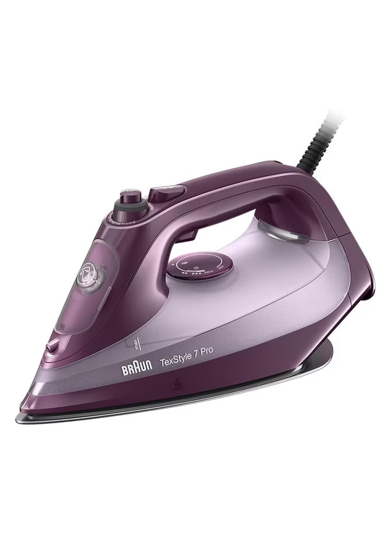 BRAUN TextStyle 7 Pro Steam Iron, first 3D BackGlide soleplate, 300ml Tank, Auto Shut off, Precision Tip, Anti-Drip Iron 300 ml 3100 W SI 7181 VI Violet - Image 1