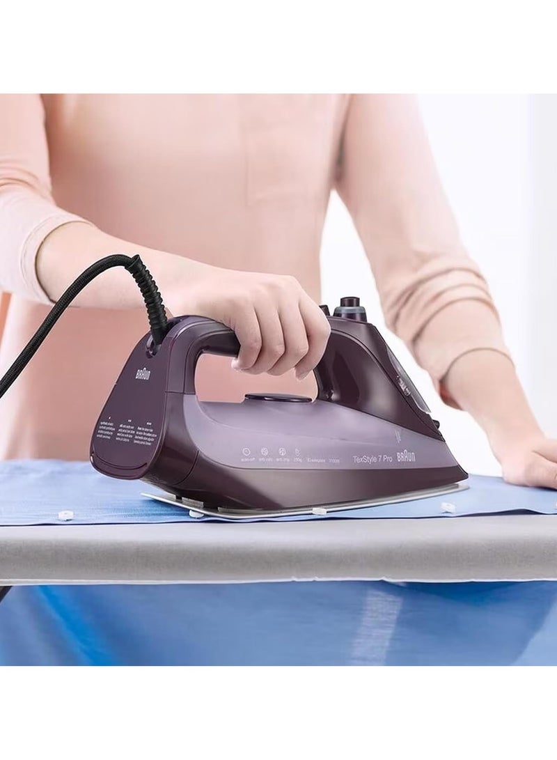 BRAUN TextStyle 7 Pro Steam Iron, first 3D BackGlide soleplate, 300ml Tank, Auto Shut off, Precision Tip, Anti-Drip Iron 300 ml 3100 W SI 7181 VI Violet - Image 4