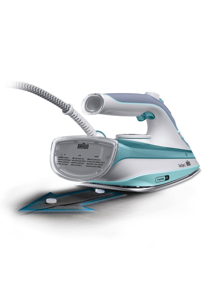 براون مكواة بخار TexStyle 5، تقنية FreeGlide 3D، طلاء SuperCeramic، طرف دقيق، مقاومة للتنقيط، سعة المياه - Image 3