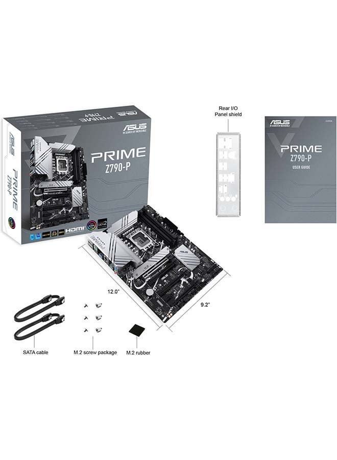 ASUS - Prime Z790-P ATX Motherboard, Socket Intel LGA1700, Z790 Chipset, PCIe 5.0, 128GB DDR5 Max Memory, 3x M.2 Slots, Realtek 2.5Gb Ethernet, Aura Sync, 4x SATA 6Gb/s, HDMI / DP | 90MB1CK0-M0EAY0 Grey - Image 1