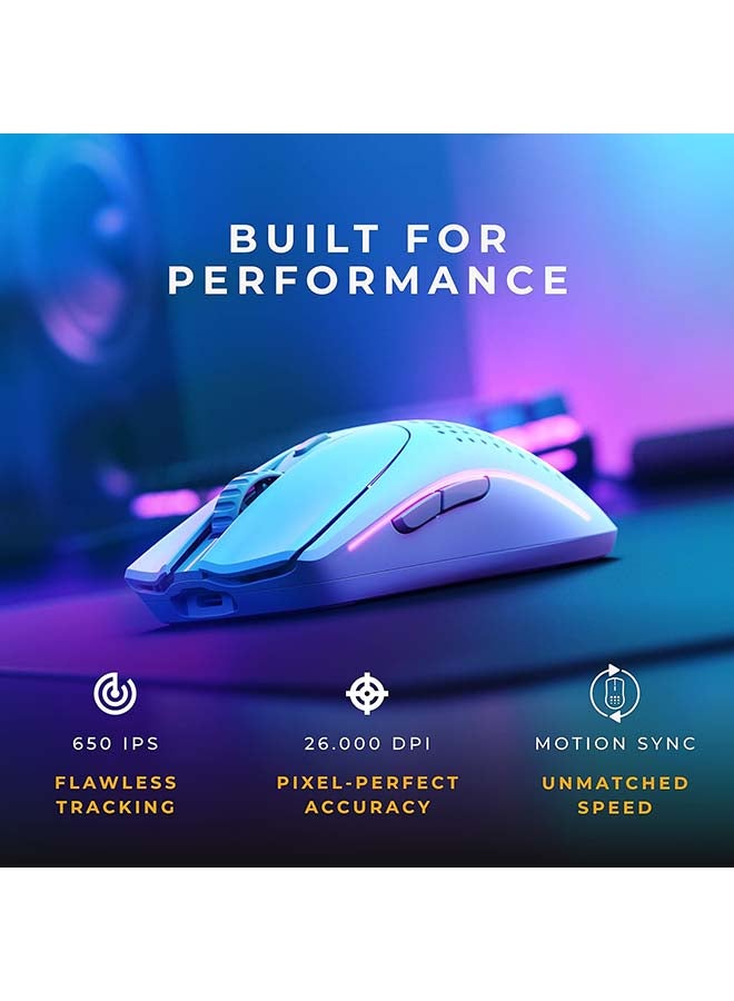 Glorious - Glorious Gaming Model O 2 Wireless Gaming Mouse - Hybrid 2.4GHz & Bluetooth Wireless, 68g Superlight, Long Battery Life, 26k BAMF 2.0 Sensor, RGB, Ambidextrous, 6 Buttons, PTFE Feet - White - Image 1