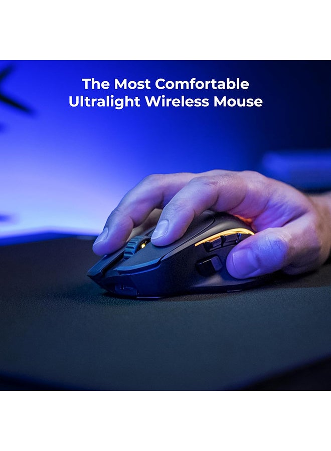Glorious Gaming Model I 2 Wireless Gaming Mouse - Hybrid 2.4Ghz & Bluetooth, 75g Superlight, 9 Buttons (2 Swappable), RGB, PTFE Feet, MMO/MOBA/FPS, Long Battery Life, Side Thumb Rest - Black - Image 3