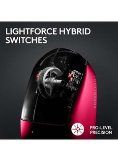لوجيتيك ماوس الألعاب اللاسلكي Logitech G PRO X SUPERLIGHT 2 LIGHTSPEED، خفيف الوزن، مفاتيح هجينة LIGHTFORCE، مستشعر HERO 2، 32000 نقطة في البوصة، 5 أزرار قابلة للبرمجة، شحن USB-C، الكمبيوتر الشخصي وماك - أرجواني  - Image 3