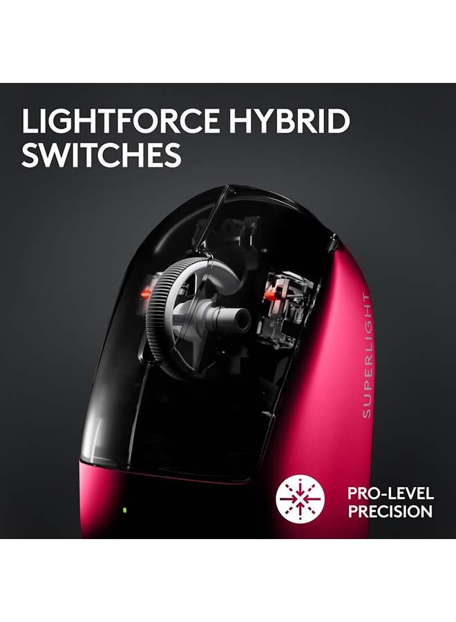 لوجيتيك - ماوس الألعاب اللاسلكي Logitech G PRO X SUPERLIGHT 2 LIGHTSPEED، خفيف الوزن، مفاتيح هجينة LIGHTFORCE، مستشعر HERO 2، 32000 نقطة في البوصة، 5 أزرار قابلة للبرمجة، شحن USB-C، الكمبيوتر الشخصي وماك - أرجواني - Image 1