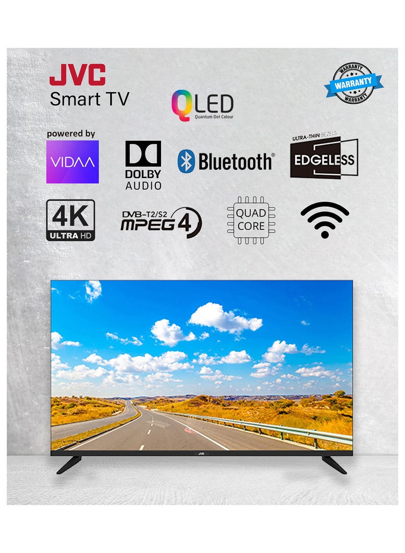 JVC 75 Inch 4K UHD QLED Edgeless Smart TV With Voice Mouse, Bluetooth And Dolby Audio 2024- New Model LT-75NQ7155 Black  - Image 2