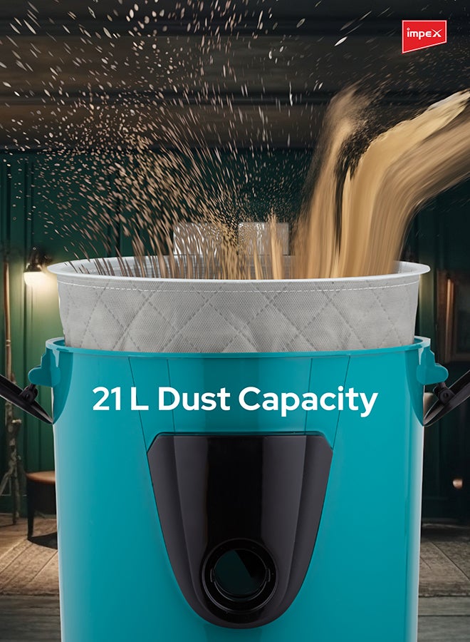 Impex Turkish Vacuum Cleaner 21L Dust Bag Capacity With Dust Indicator, Dry And Air Blow Function And Low Noise Operation 21 L 2200 W VC 4709 Petroleum Green  - Image 3