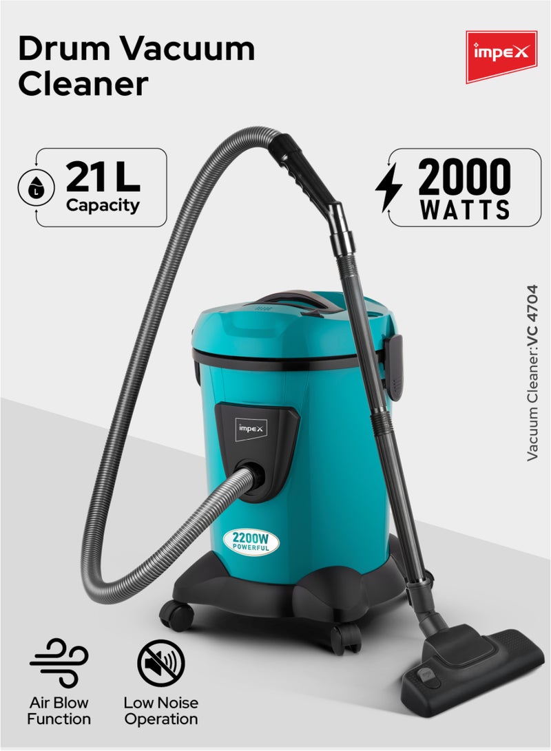 Impex Turkish Vacuum Cleaner 21L Dust Bag Capacity With Dust Indicator, Dry And Air Blow Function And Low Noise Operation 21 L 2200 W VC 4709 Petroleum Green - Image 2