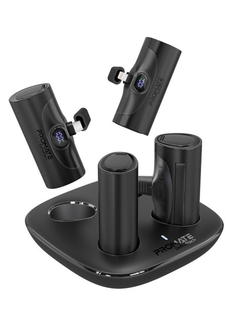 5000 mAh 5000 mAh 4-piece Power Bank Kit With 5000Mah Ultra-compact Chargers, USB-C And Lightning PD  Connectors, Led Screen, Cable-free, Foldable Kickstand, And Multi-safety Systems, For iPhone 16, Deltapack - Black