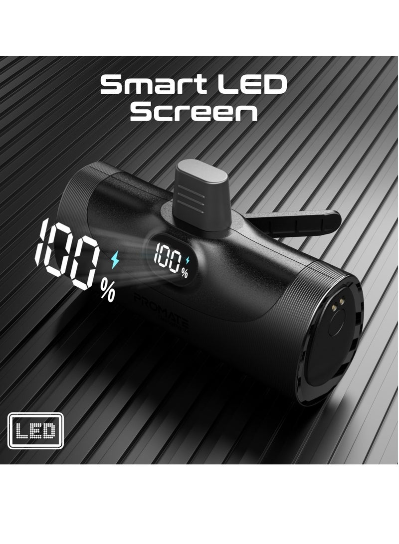 PROMATE - 5000 mAh 5000 mAh 4-piece Power Bank Kit With 5000Mah Ultra-compact Chargers, USB-C And Lightning PD  Connectors, Led Screen, Cable-free, Foldable Kickstand, And Multi-safety Systems, For iPhone 16, Deltapack - Black - Image 1