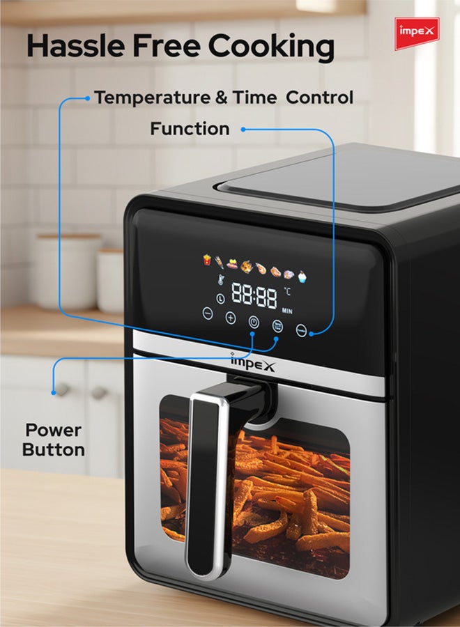 إمبكس مقلاة هوائية ميكانيكية مع تحكم في درجة الحرارة ومؤقت 60 دقيقة للحماية من الحرارة الزائدة 6.5 لتر 1650 وات AF 4304 أسود/فضي - Image 4