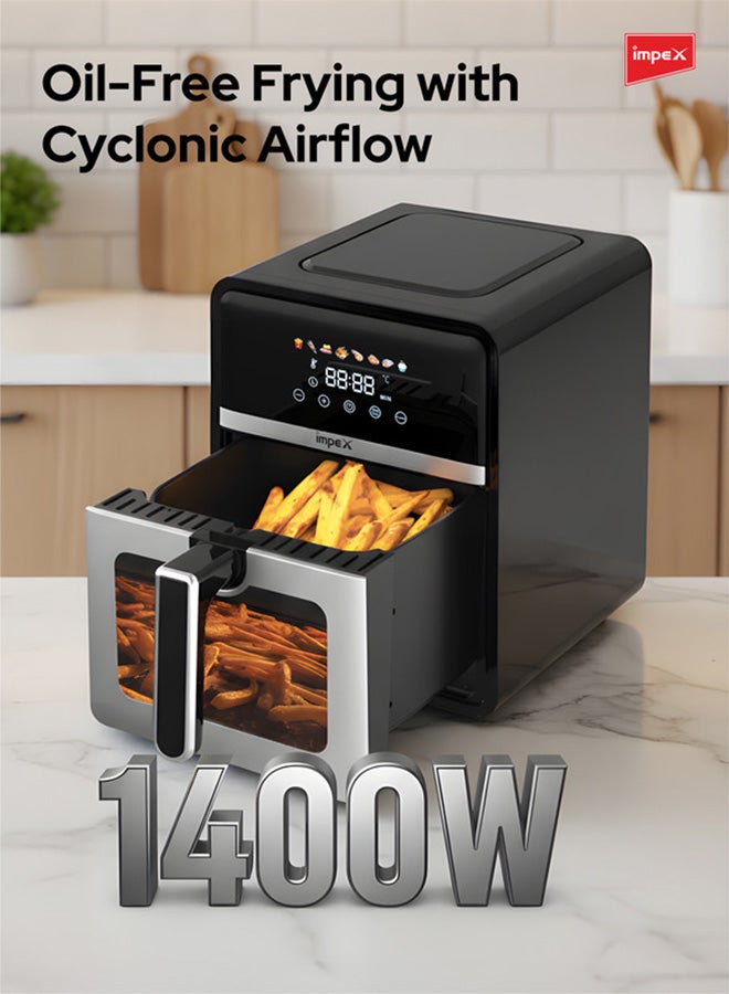 إمبكس مقلاة هوائية ميكانيكية مع تحكم في درجة الحرارة ومؤقت 60 دقيقة للحماية من الحرارة الزائدة 6.5 لتر 1650 وات AF 4304 أسود/فضي - Image 5