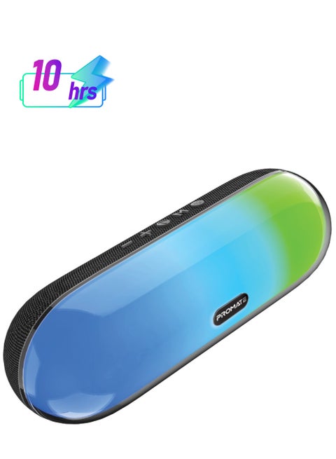 Bluetooth Speaker, Premium 10W True Wireless Portable HD Speaker with RGB Lights, Bluetooth v5.3, Long Playtime, Quick Music Navigation, Water-Resistance, USB Port and TF Card Slot, LumiBar Black