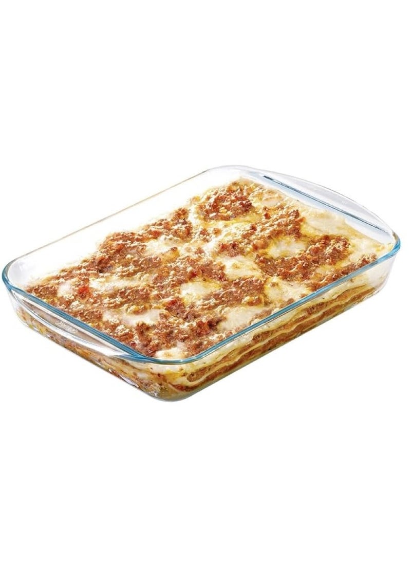 PYREX 2 Pieces Rectangular Glass Roaster Set Clear 25+40cm - Image 4