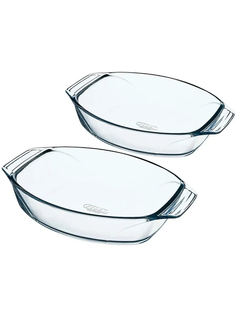 PYREX 2 Pieces Oval Roasters Irresistible Set Clear 4+2.8Liters - Image 2