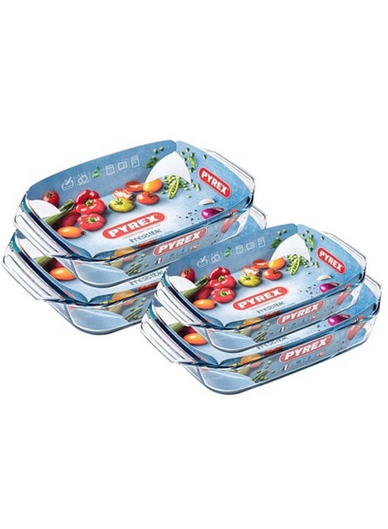 PYREX 4 Pieces Roaster Rectangle Classic Set Transparent 0.7+1.9+2.6+3.6Liters - Image 2