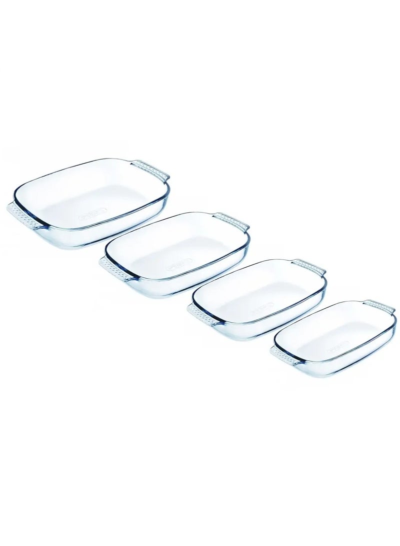 PYREX 4 Pieces Roaster Rectangle Classic Set Transparent 0.7+1.9+2.6+3.6Liters - Image 3