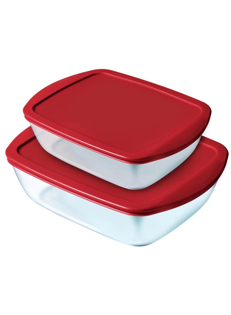 PYREX 2 Pieces Cook & Store Food Storage Container Set 1.2+2.5Liters - Image 1