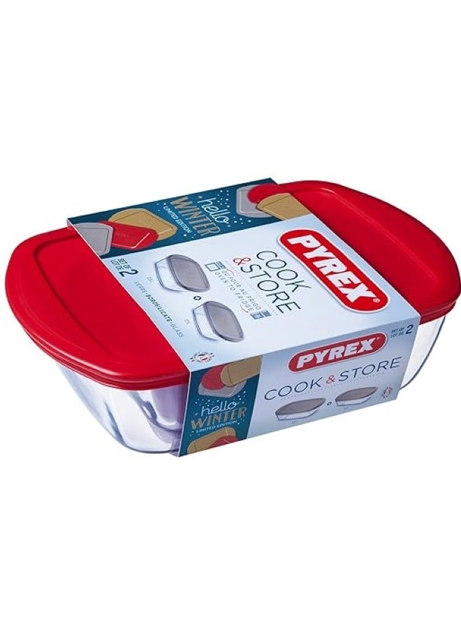 PYREX 2 Pieces Cook & Store Food Storage Container Set 1.2+2.5Liters - Image 3