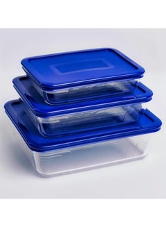 3 Pieces Rectangular Food Cook Storage Container With Glass Lid 1.5+0.8+2.6Liters - pnsku/N70060362V/45/_/1712127657/e7eb2b61-5c0c-47c5-8809-ab1e7067ab88