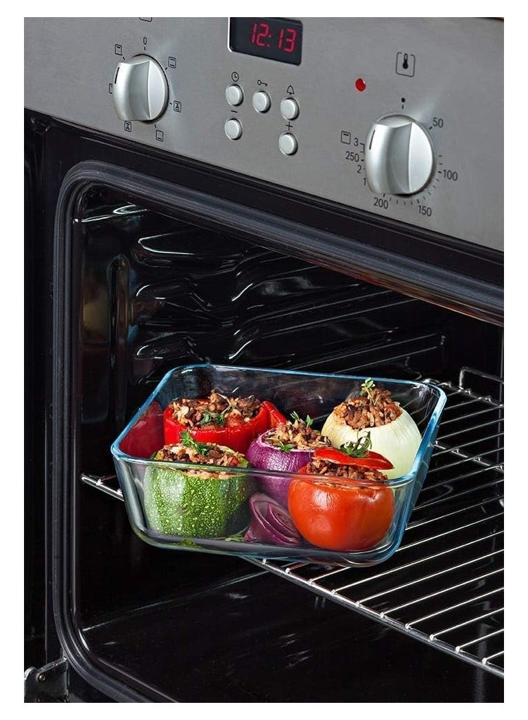 PYREX 3 Pieces Rectangular Food Cook Storage Container With Glass Lid 1.5+0.8+2.6Liters - Image 5