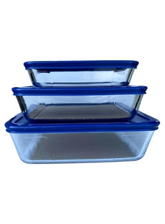 3 Pieces Rectangular Food Cook Storage Container With Glass Lid 1.5+0.8+2.6Liters - pnsku/N70060362V/45/_/1712127658/fd15d77e-c56e-43e7-9599-d91333a2b892