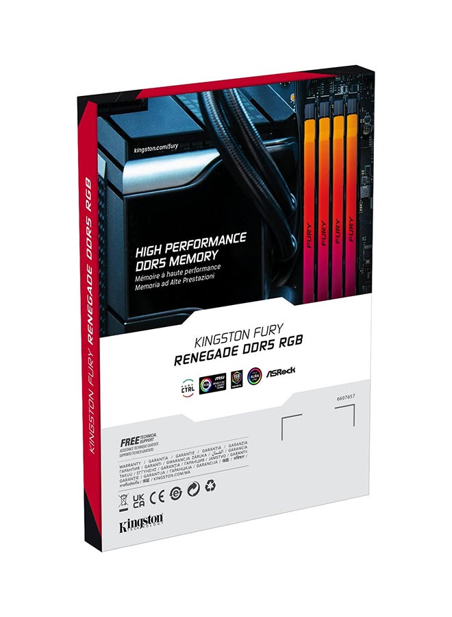 Kingston - FURY Renegade RGB 96GB (2x48GB) DDR5 Desktop Memory, CL32 CAS Latency, 6000MT/s Speed, Non-ECC DIMM, 288-Pin, 1.35 Voltage, Intel XMP 3.0 Support | KF560C32RSAK2-96 Multicolour - Image 1