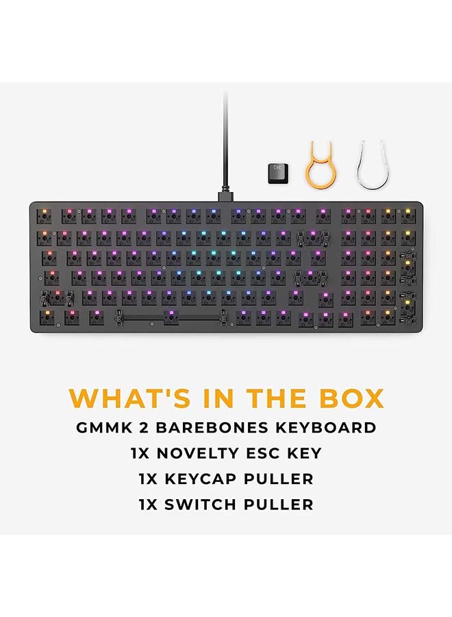 Gaming Gmmk 2 Full Size (96%) Barebones (Frame Only) - Mechanical Gaming Keyboard Frame, Full Size (96%), Aluminium, Customisable, Per Key Rgb, American/Ansi Layout - Black