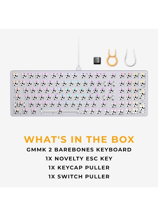 Gaming Gmmk 2 Full Size (96%) Barebones (Frame Only) - Mechanical Gaming Keyboard Frame, Full Size (96%), Aluminium, Customisable, Per Key Rgb, American/Ansi Layout - White