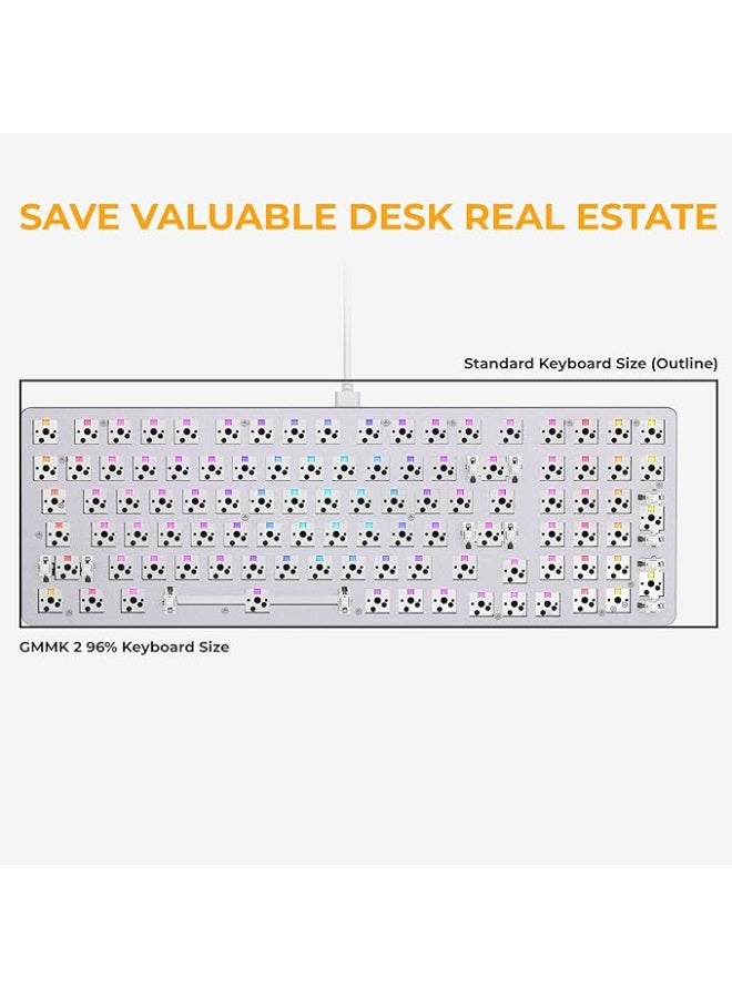 Gaming Gmmk 2 Full Size (96%) Barebones (Frame Only) - Mechanical Gaming Keyboard Frame, Full Size (96%), Aluminium, Customisable, Per Key Rgb, American/Ansi Layout - White