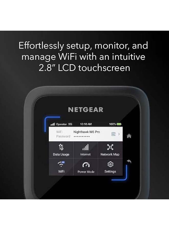 NETGEAR Netgear Nighthawk M6 Pro 5G Mobile Hotspot 5G Router with Sim Card Slot 5G Modem Portable WiFi Device for Travel Unlocked WiFi 6E 8Gbps MR6550 BLACK  - Image 5