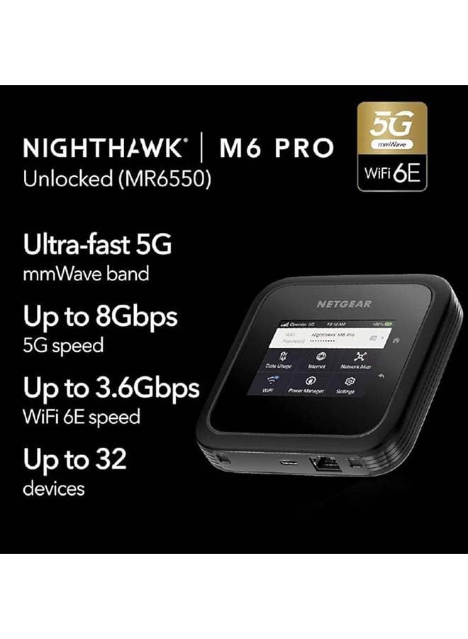 NETGEAR Netgear Nighthawk M6 Pro 5G Mobile Hotspot 5G Router with Sim Card Slot 5G Modem Portable WiFi Device for Travel Unlocked WiFi 6E 8Gbps MR6550 BLACK  - Image 4