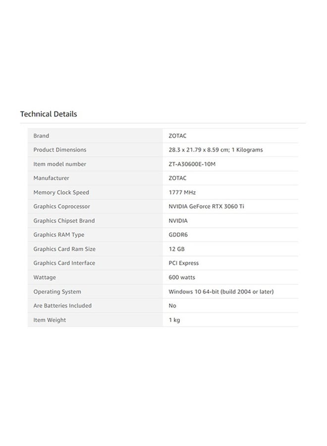 ZOTAC Gaming GeForce RTX 3060 Twin Edge 12GB GDDR6 192-bit 15 Gbps PCIE 4.0 Gaming Graphics Card, IceStorm 2.0 Cooling, Active Fan Control, Freeze Fan Stop, ZT-A30600E-10M Black - Image 5