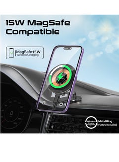 PROMATE Magnetic Wireless Car Charger With Ultra-Fast MagSafe Transparent Charger 15W And 360 Degree Rotation Height Adjustment Black  - Image 3