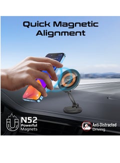 PROMATE Magnetic Wireless Car Charger With Ultra-Fast MagSafe Transparent Charger 15W And 360 Degree Rotation Height Adjustment Black  - Image 4