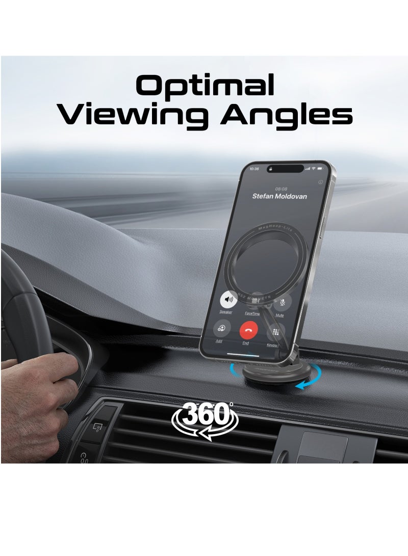 Magnetic Car Mount Universal Magnetic Dashboard And Windshield Mount Holder With N52 Powerful Magnets Black