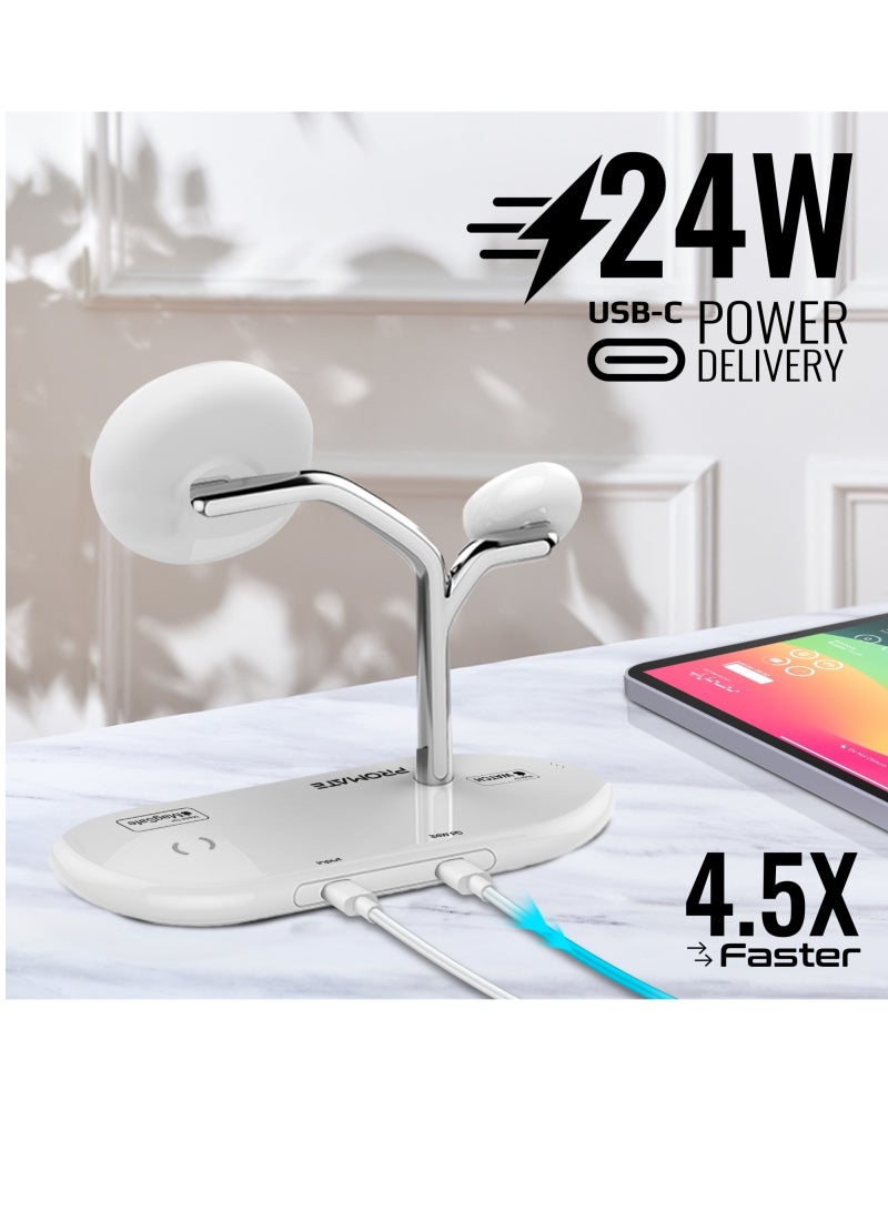 PROMATE - 57W Ultra Fast MagSafe Charging Station White - Image 1