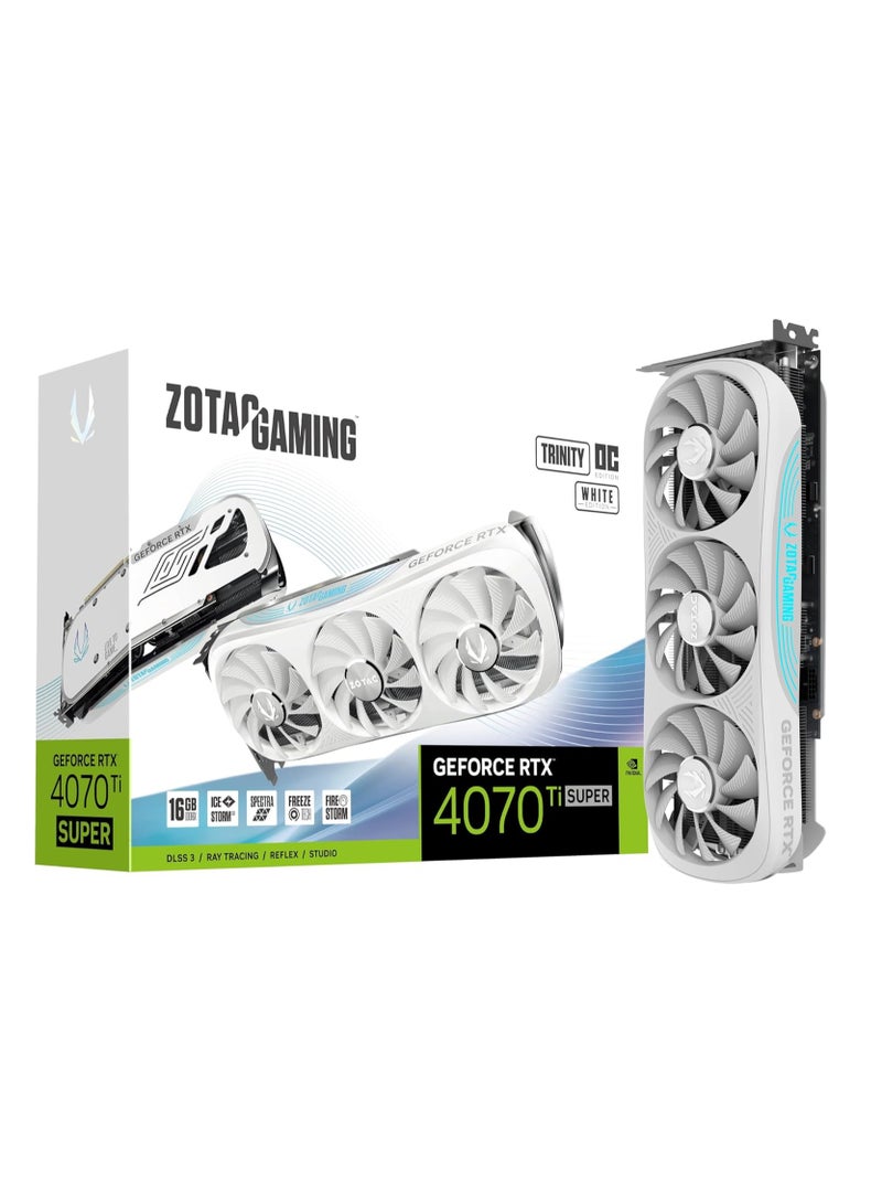 ZOTAC Gaming GeForce RTX 4070 Ti Super Trinity OC White Edition DLSS 3 16GB GDDR6X 256-bit 21 Gbps PCIE 4.0 Gaming Graphics Card, IceStorm 2.0 Advanced Cooling, Spectra RGB Lighting, ZT-D40730Q-10P - Image 1