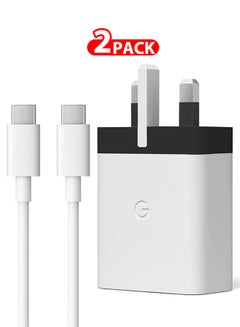 Google 30W USB-C Super Fast Charger 3 Pins Charger And Cable Compatible With Google Products And Other USB-C Devices Fast Charging Pixel Phone Charger USB-C To USB C Sync Charge Cable Included White  - Image 2