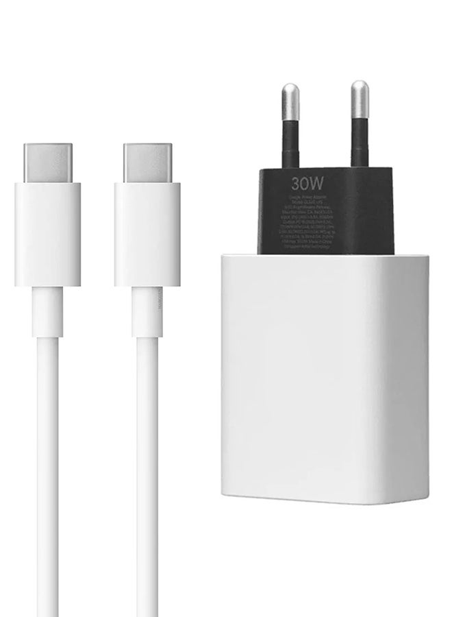 MARGOUN 30W USB-C Super Fast Charger 2 Pins Charger And Cable Compatible With USB-C Devices Fast Charging Phone Charger USB-C To USB C Sync Charge Cable Included White - Image 2