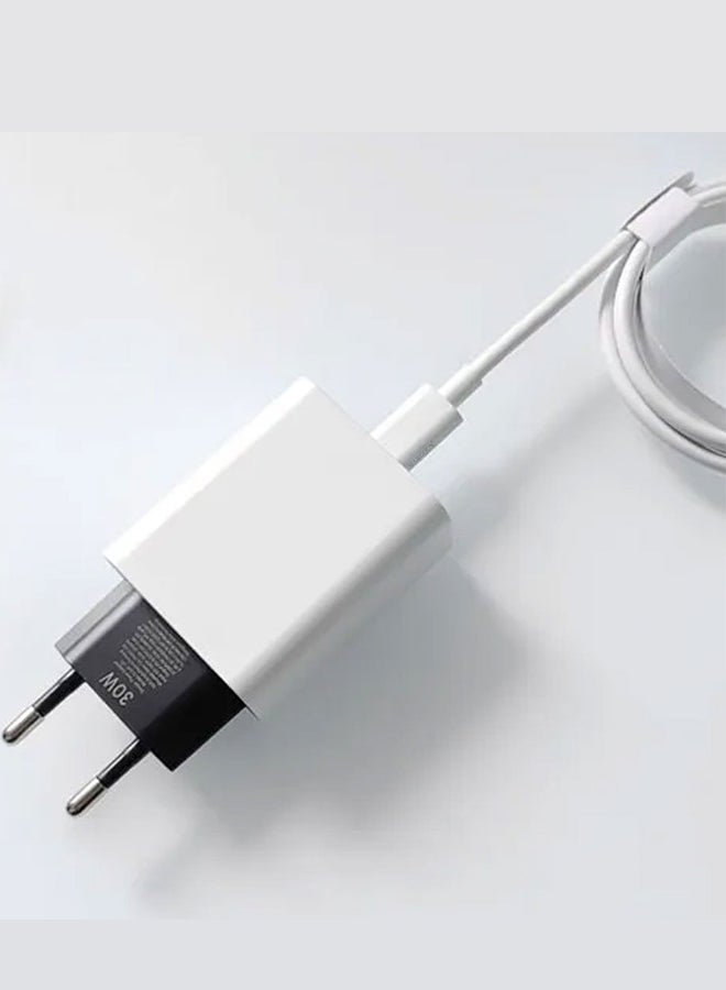 MARGOUN 30W USB-C Super Fast Charger 2 Pins Charger And Cable Compatible With USB-C Devices Fast Charging Phone Charger USB-C To USB C Sync Charge Cable Included White - Image 3