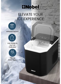 Nobel Ice Maker, 12Kgs 25°C Ice Capacity Daily, 1.3L Water Tank Storage, Bullet Ice Cube Shape, Water Shortage Indicator,Infrared Sensor, LED Display, R600a Refrigerant 12 kg 100 W NIM15S Black  - Image 5