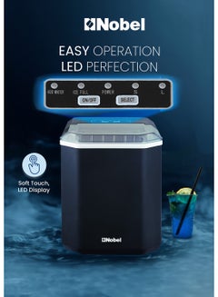 Nobel Ice Maker, 12Kgs 25°C Ice Capacity Daily, 1.3L Water Tank Storage, Bullet Ice Cube Shape, Water Shortage Indicator,Infrared Sensor, LED Display, R600a Refrigerant 12 kg 100 W NIM15S Black  - Image 4