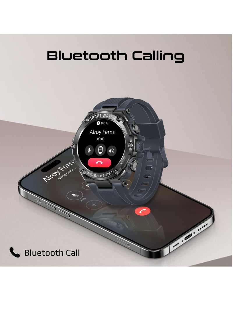 PROMATE - 800 mAh Fitness Tracker, Round-Screen Bluetooth 5.1 Smartwatch with 1.53” TFT Display, Speaker, E-Card Sharing, 80-Day Battery and IP67 Sweat Resistance, XWatch-R19 Grey - Image 1