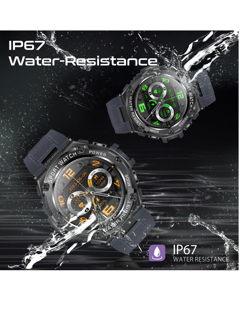 PROMATE - 800 mAh Fitness Tracker, Round-Screen Bluetooth 5.1 Smartwatch with 1.53” TFT Display, Speaker, E-Card Sharing, 80-Day Battery and IP67 Sweat Resistance, XWatch-R19 Grey - Image 1