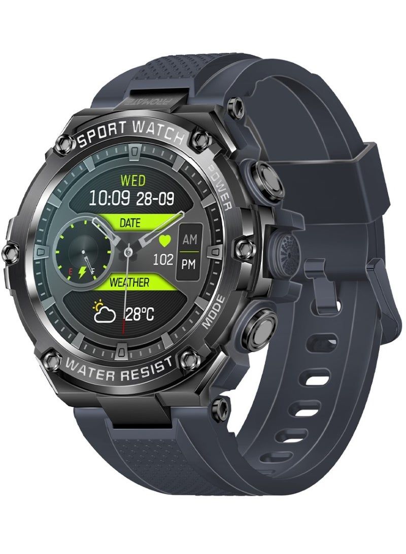 PROMATE - 800 mAh Fitness Tracker, Round-Screen Bluetooth 5.1 Smartwatch with 1.53” TFT Display, Speaker, E-Card Sharing, 80-Day Battery and IP67 Sweat Resistance, XWatch-R19 Grey - Image 1