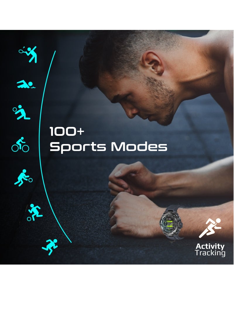 PROMATE - 800 mAh Fitness Tracker, Round-Screen Bluetooth 5.1 Smartwatch with 1.53” TFT Display, Speaker, E-Card Sharing, 80-Day Battery and IP67 Sweat Resistance, XWatch-R19 Grey - Image 1