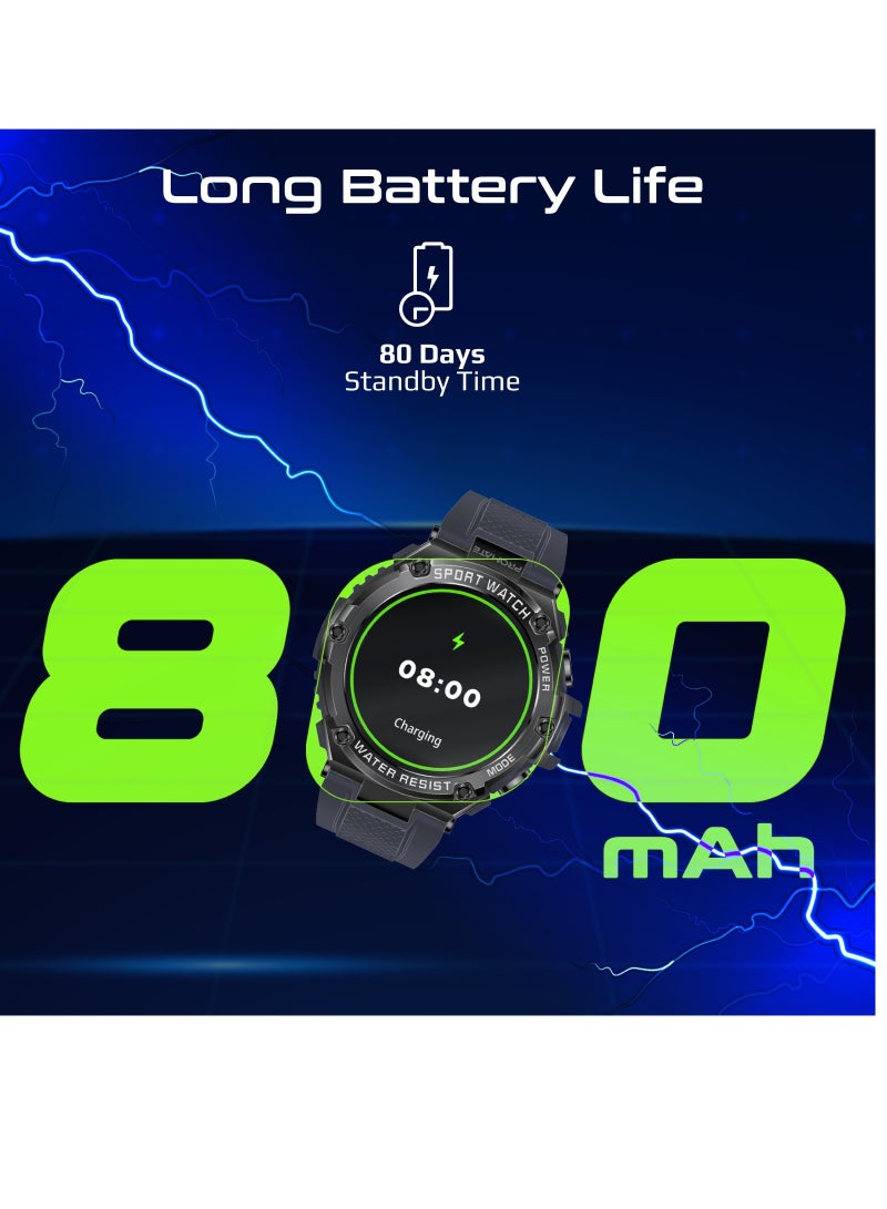 PROMATE - 800 mAh Fitness Tracker, Round-Screen Bluetooth 5.1 Smartwatch with 1.53” TFT Display, Speaker, E-Card Sharing, 80-Day Battery and IP67 Sweat Resistance, XWatch-R19 Grey - Image 1