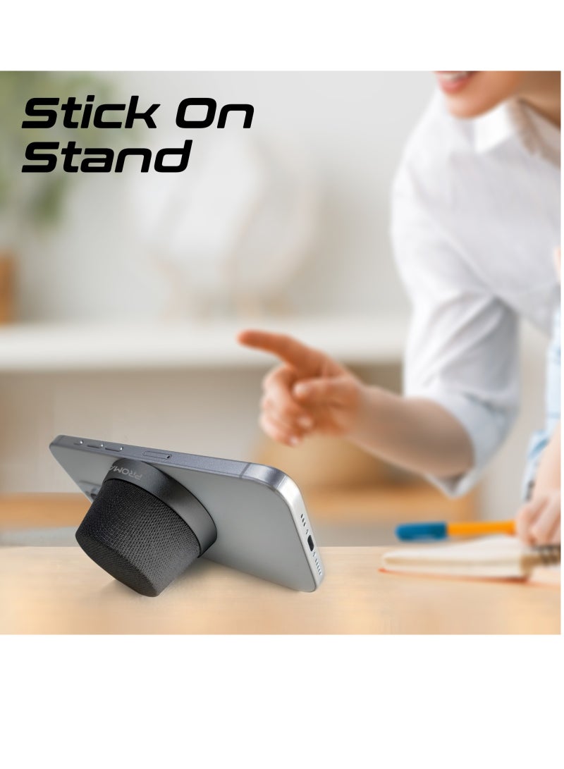 Bluetooth Magnetic Base Speaker, Premium 3W True Wireless Portable Speaker with HD Sound, 40mm Dynamic Drivers, Long-Lasting 12H Playtime, and Bluetooth V5.3, Punch Black