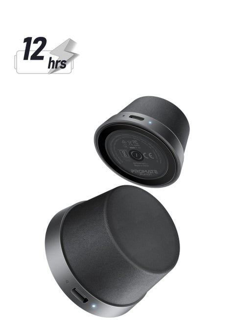 Bluetooth Magnetic Base Speaker, Premium 3W True Wireless Portable Speaker with HD Sound, 40mm Dynamic Drivers, Long-Lasting 12H Playtime, and Bluetooth V5.3, Punch Black