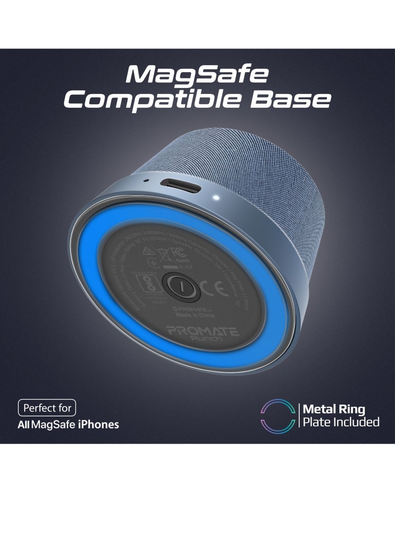 PROMATE - Bluetooth Magnetic Base Speaker, Premium 3W True Wireless Portable Speaker with HD Sound, 40mm Dynamic Drivers, Long-Lasting 12H Playtime, and Bluetooth V5.3, Punch Blue - Image 1